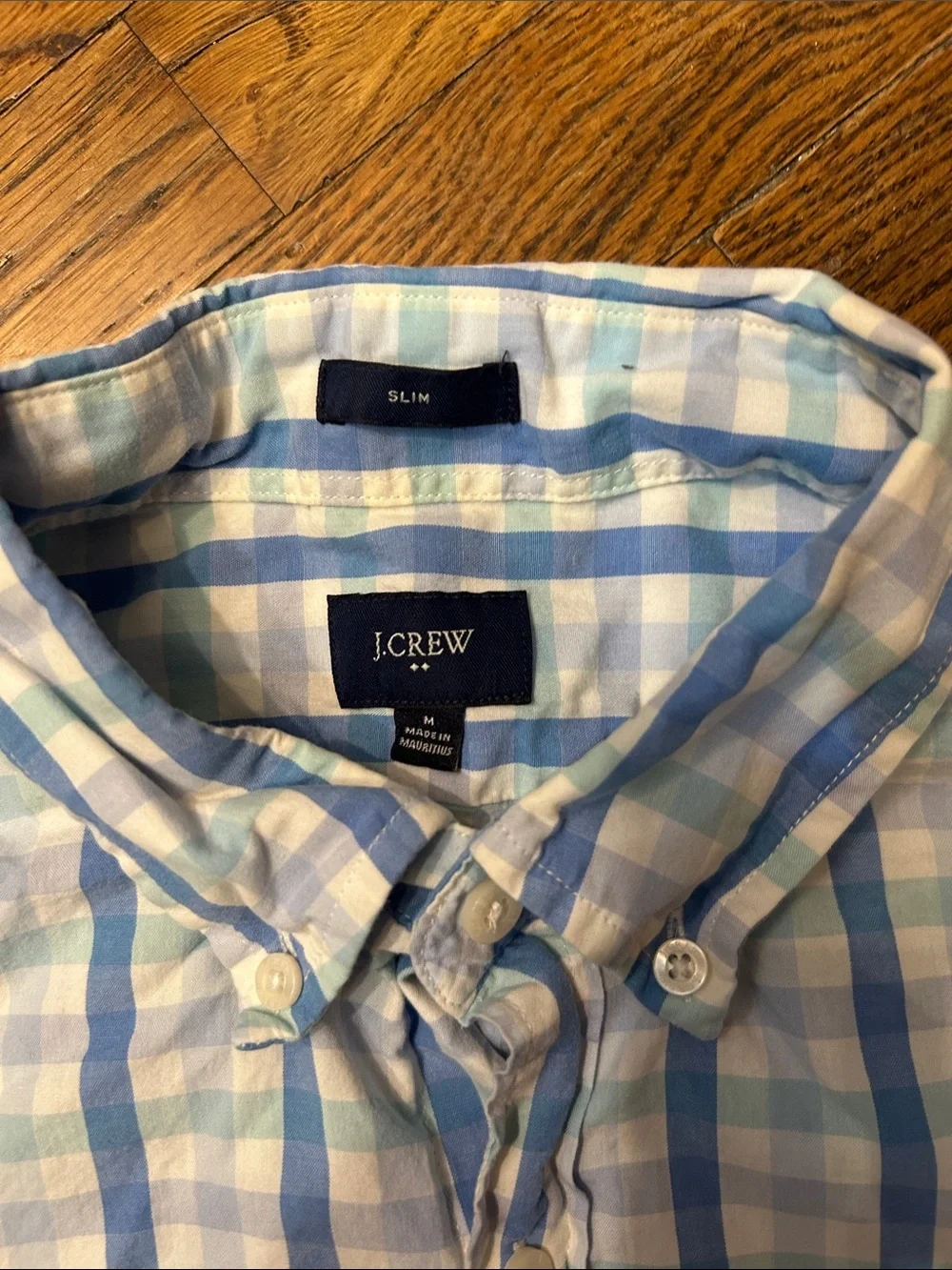 J. Crew Blue and White Plaid Button-Down Shirt
